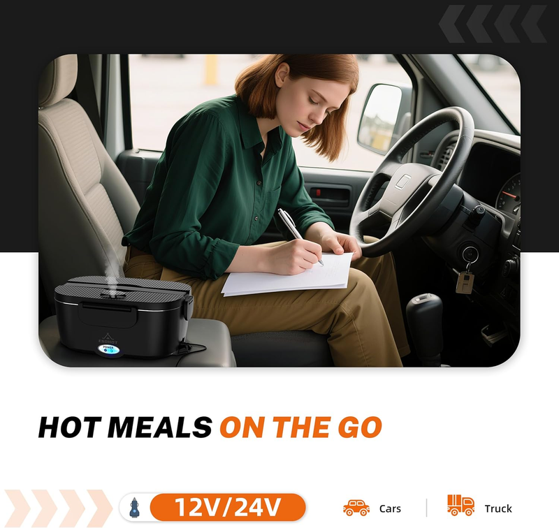 120W Heated Lunch Box 1.5L 304 Stainless Steel 12V/24V/110V Portable3