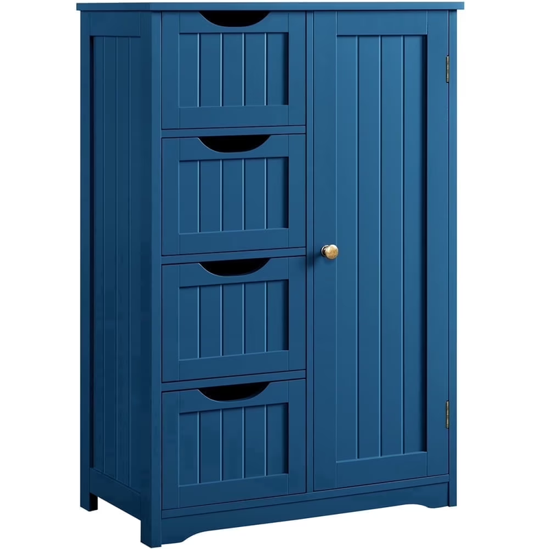 Wooden Bathroom Cabinet with Drawer and Freestanding, Navy Blue10