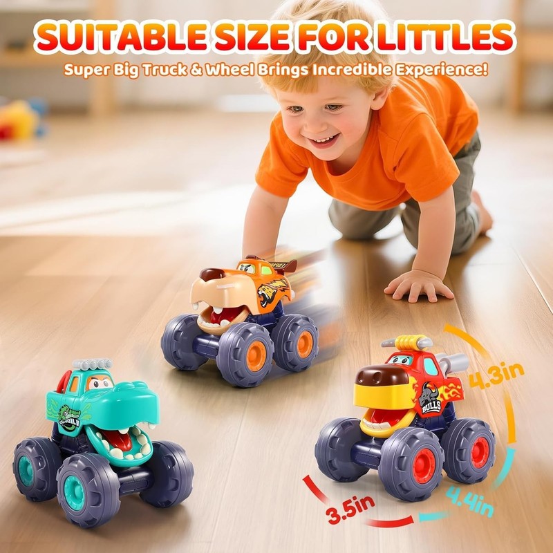 Car Toys for 1 Year Old Boy Gifts, Pull Back Monster Truck Toy Cars for Toddlers5