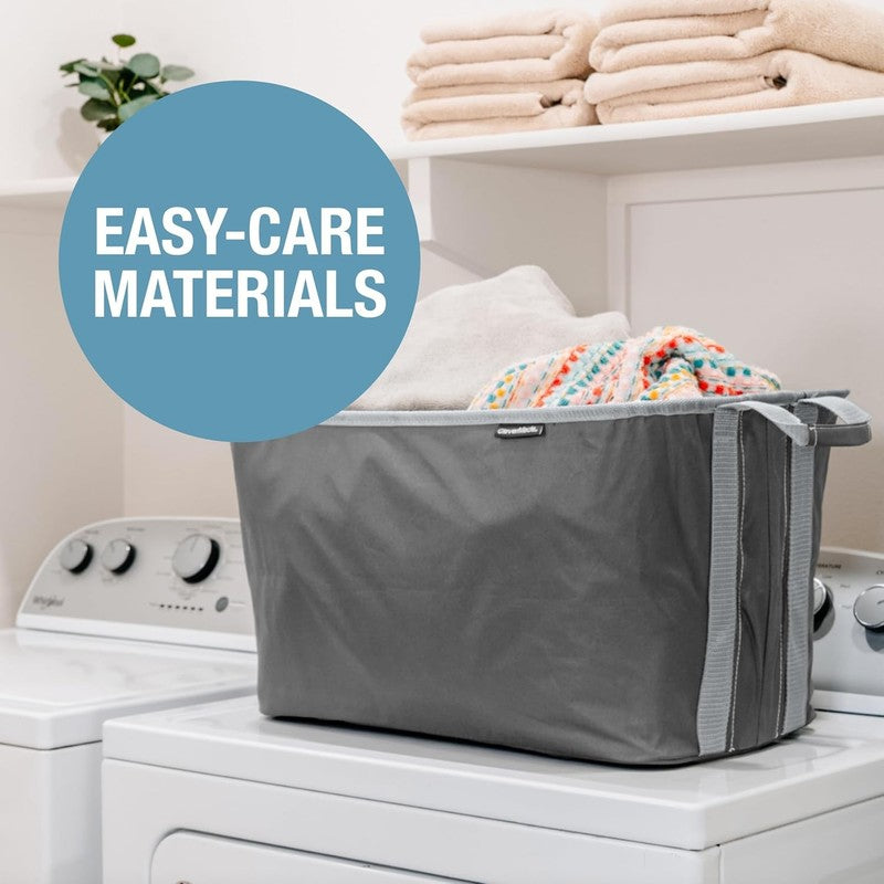 Collapsible Laundry Basket Hamper 2-Pack 60L Shadow Gray Foldable Organizer5
