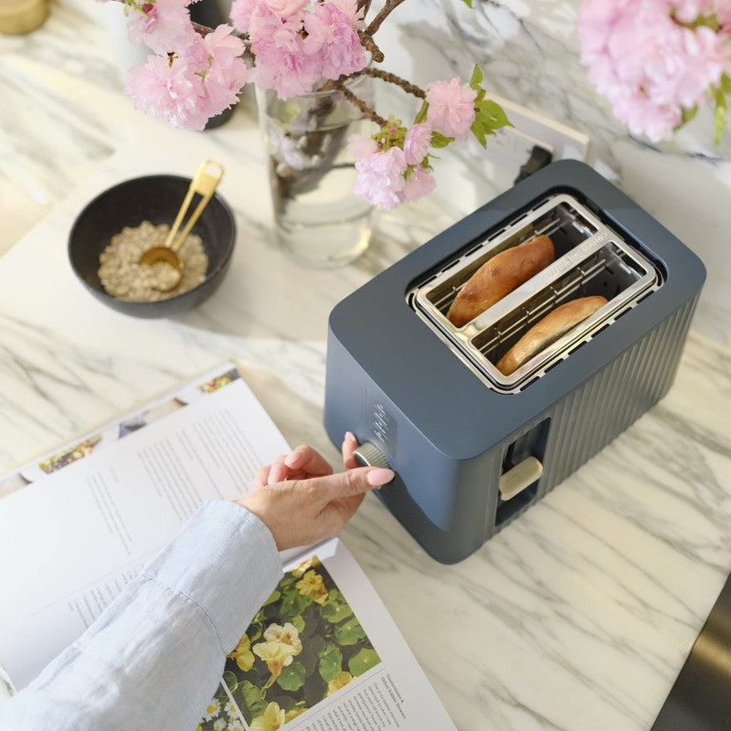 2 Slice Toaster Extra Wide Slots Removable Crumb Tray Atlantic Blue10