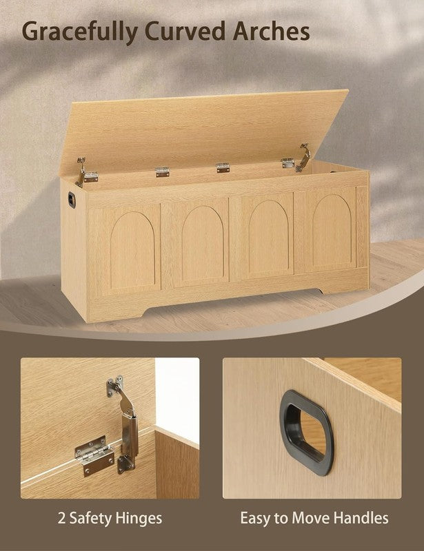 47.2'' Rattan Storage Chest Flip Top Entryway Bench Toy Box Natural7
