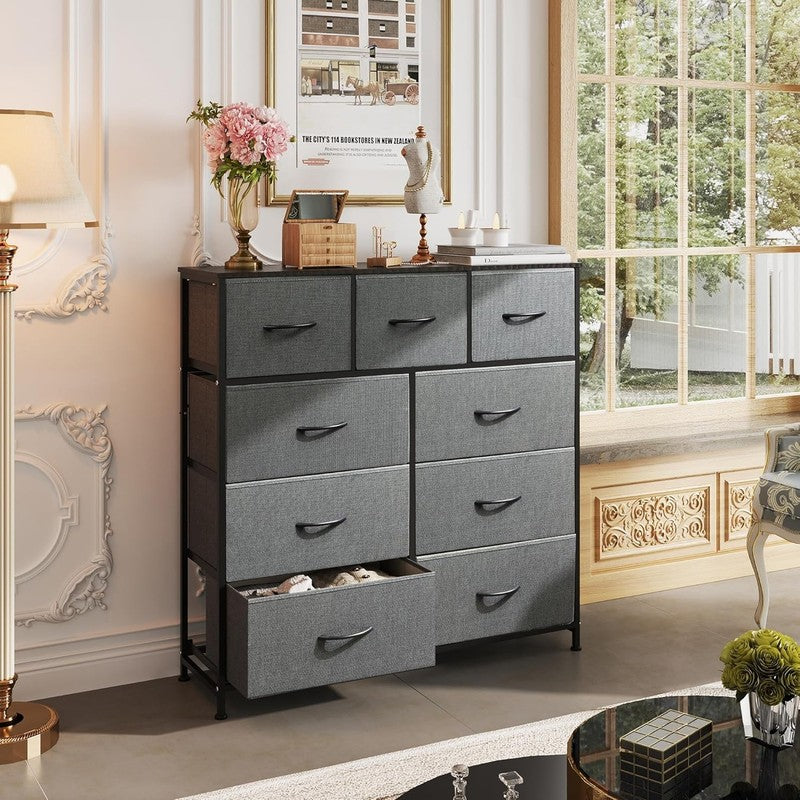 9 Drawer Dresser, Fabric Storage Tower for Bedroom, Hallway, Entryway, Closet, T1