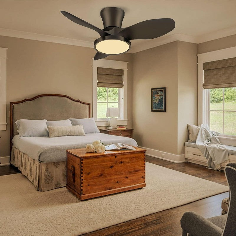 Quiet Ceiling Fan with LED Light DC Motor 32 Inch Large Air Volume Remote Contro8