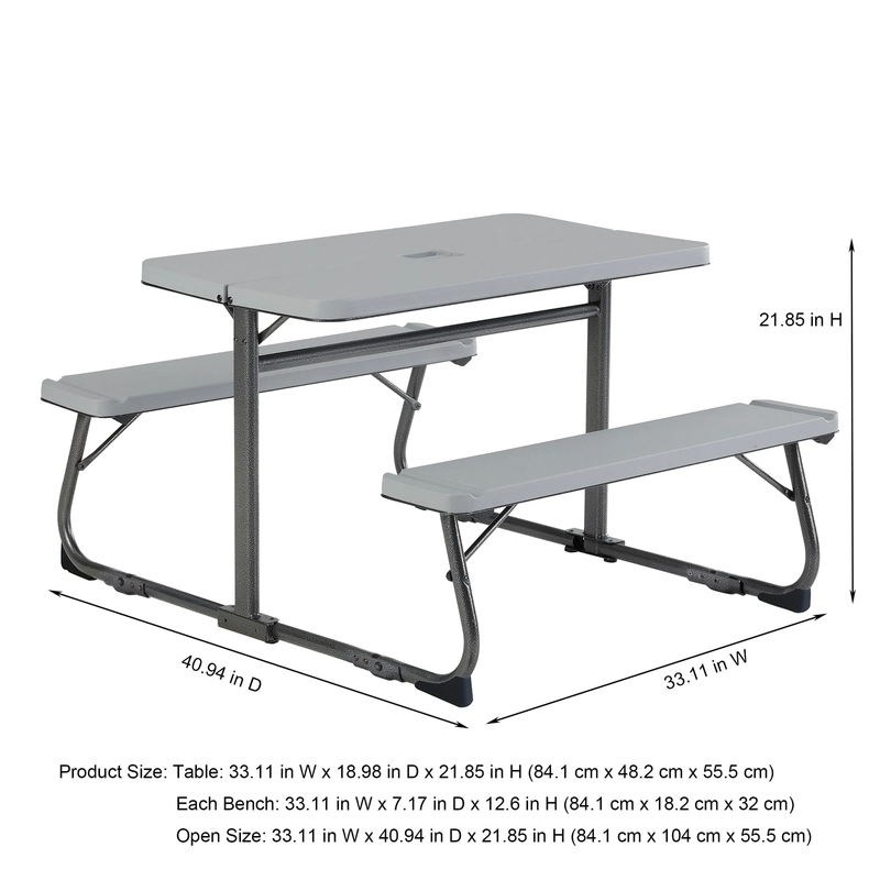 Folding Kid'S Picnic Activity Table for Ages 3-8, Gray7