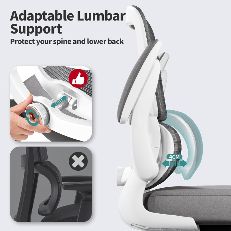 Ergonomic Office Chair Mesh Desk Chair Adjustable Executive Computer Chair White4