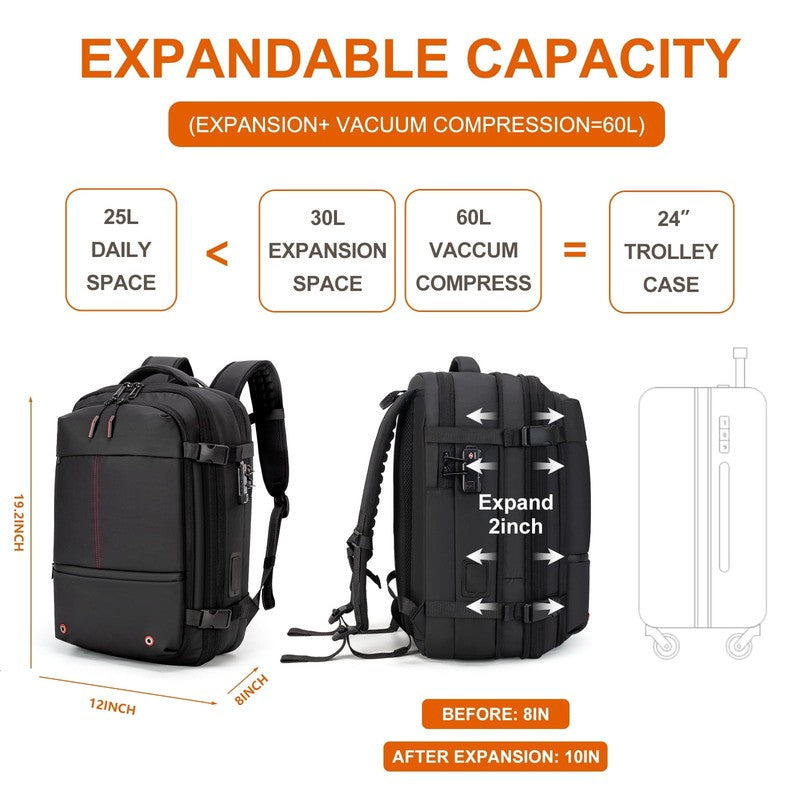 80L Vacuum Travel Backpack Built-In Pump TSA Lock Water Resistant Carry On1