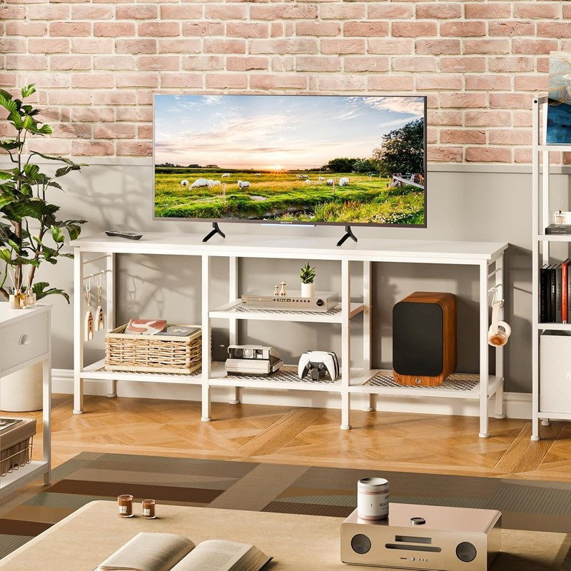 TV Stand for up to 55" TVs, Entertainment Center with Open Storage, White6