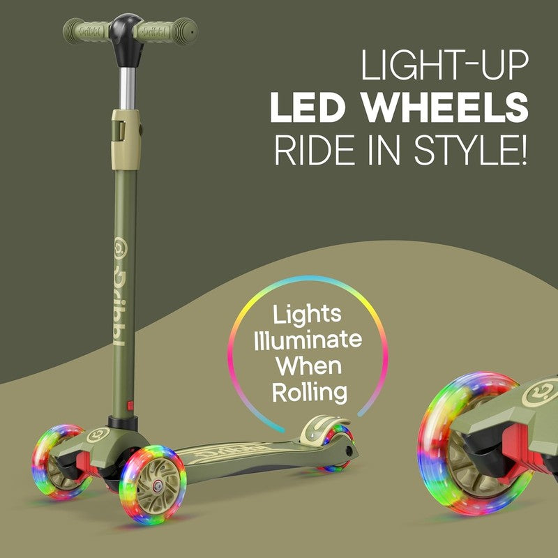 3 Wheel Kids Scooter Lean to Steer Adjustable Handlebar Wide Deck Army6