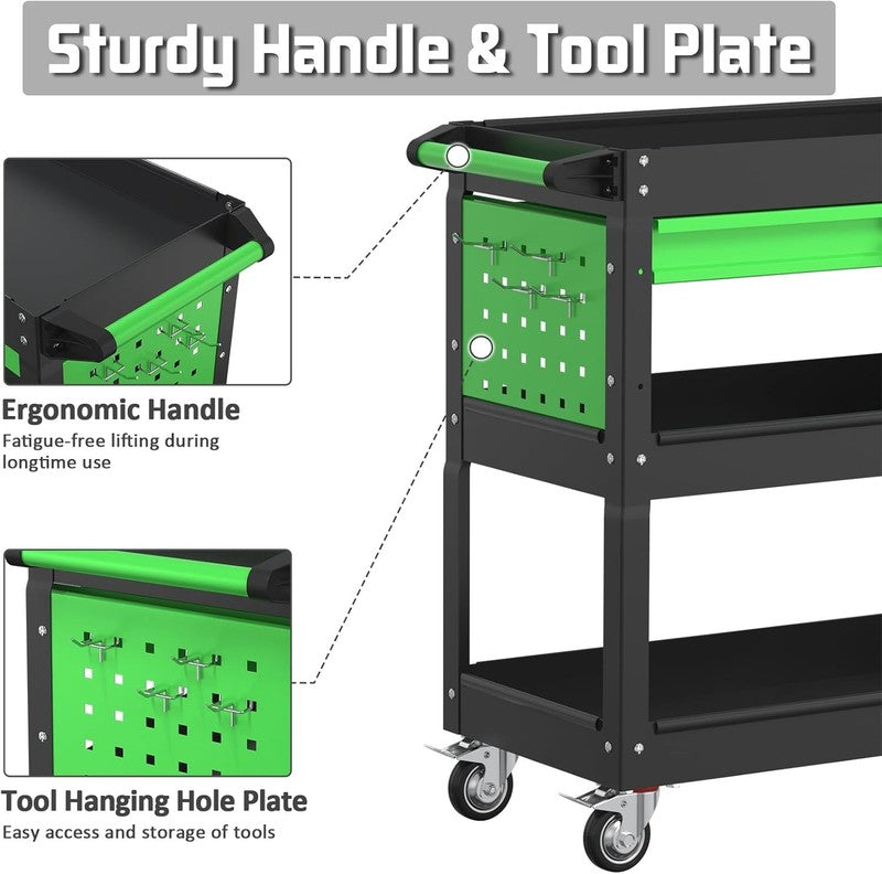 3 Tray Rolling Tool Cart, 400 LBS Capacity Mechanic Tool Carts on Wheels, Heavy4