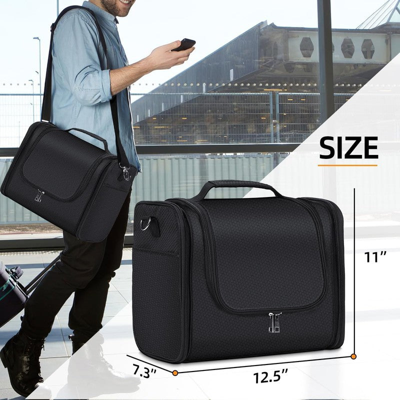 Extra Large Hanging Toiletry Bag Dopp Kit Water-Resistant Black with Strap7