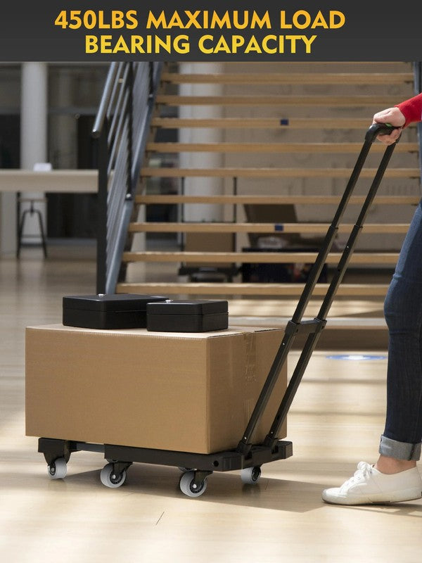 Folding Hand Truck 500LB Heavy Duty Dolly Cart 6 Wheels Utility Platform Black1