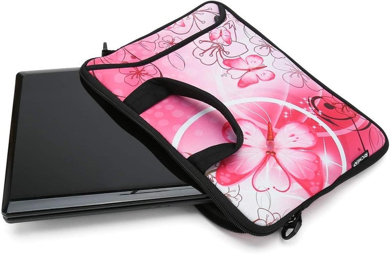 14 15.6 Laptop Sleeve Bag Pink Butterfly Neoprene Carry Case w/ Handle7