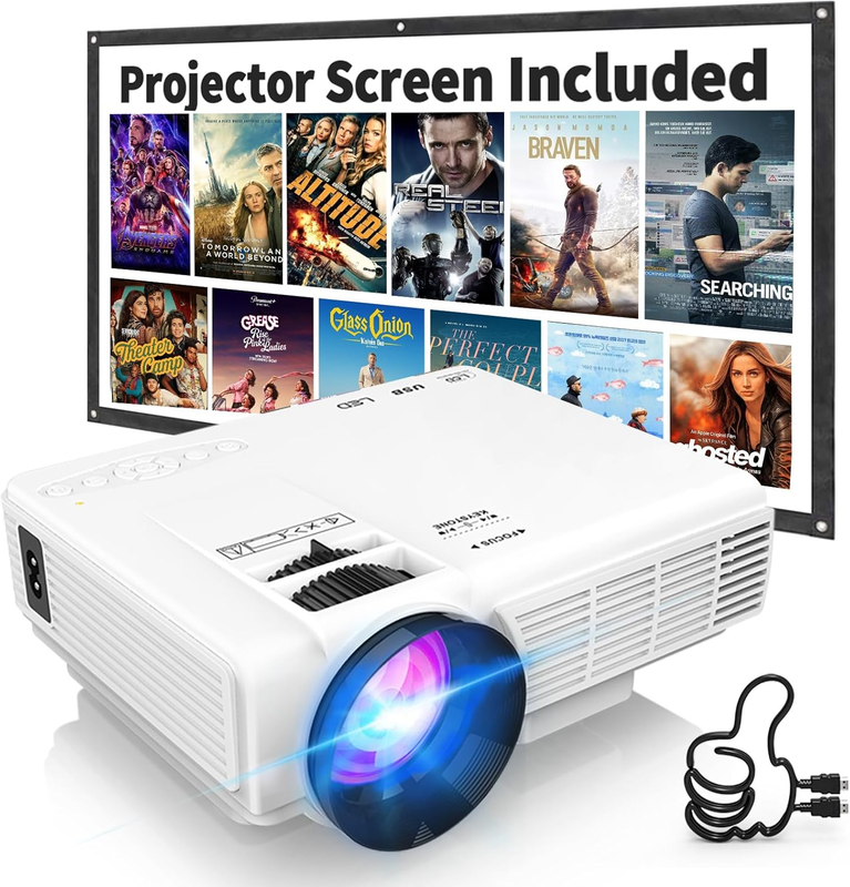 Full HD Mini Bluetooth Projector with Screen, HDMI/USB, Portable Home Cinema0