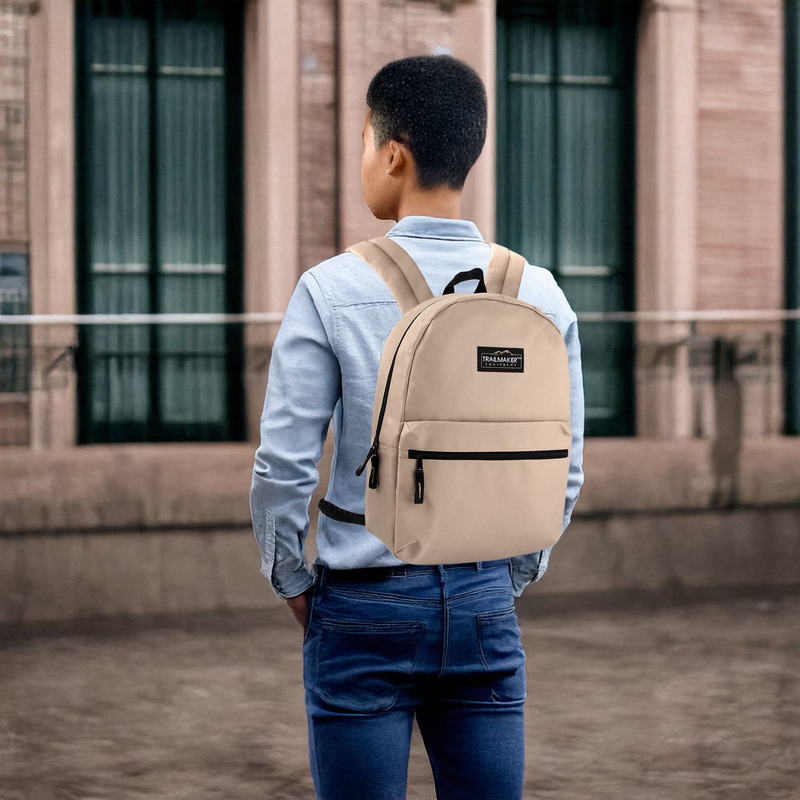 17 Inch Classic Backpack Khaki School Travel Work Gym Bookbag3