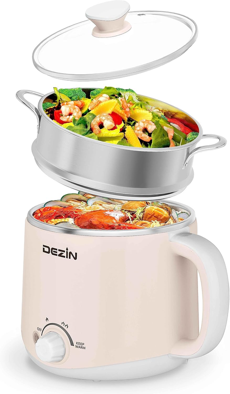 1.6L Electric Hot Pot Steamer Noodle Cooker Stainless Steel Temp Control Warm0