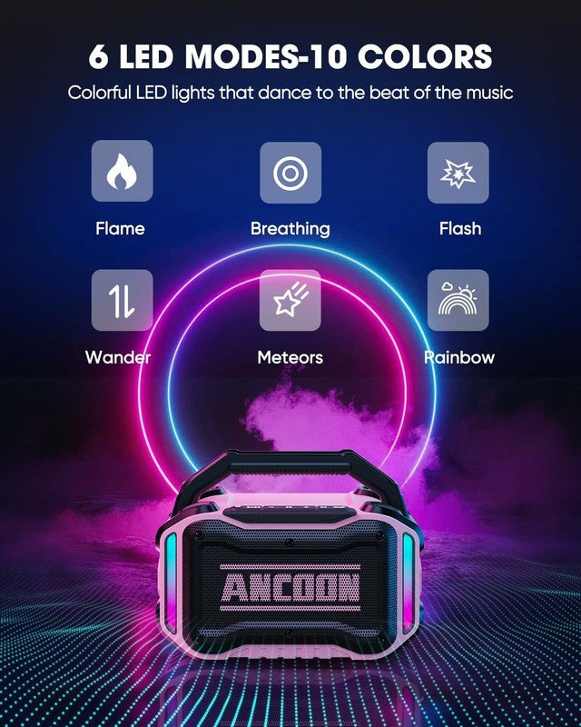 80W Bluetooth Speaker, Loud Bass, IPX6 Waterproof, 20H Playtime, TWS, Pink5