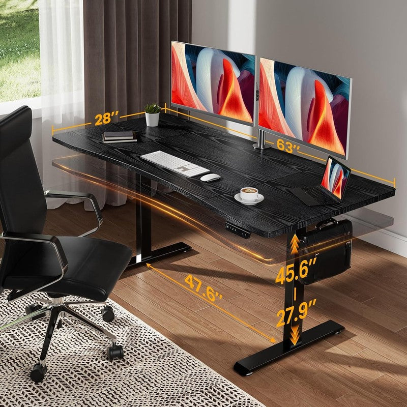 63x28 Electric Standing Desk Sit Stand Home Office Computer Table Black1