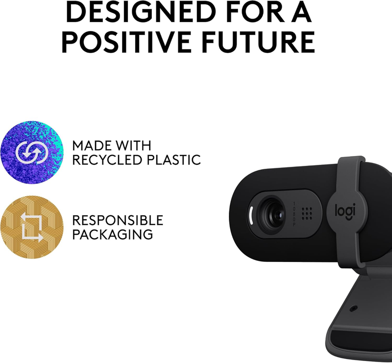 Brio 101 Full HD 1080P Webcam w/ Mic Shutter USB A Streaming PC Laptop Black7