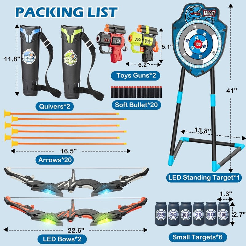 LED Standing Target Archery Set with Bow & Arrows for Kids 4 12 Years Old, Outdo4