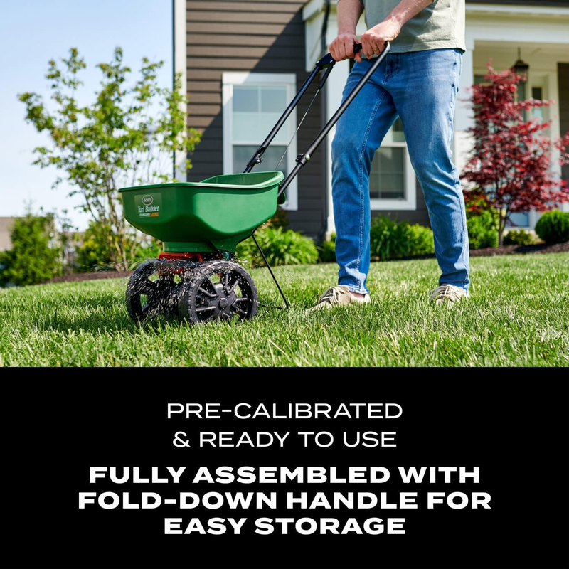 Turf Builder Edgeguard Mini Broadcast Spreader for Seed, Weed and Feed, Fertiliz6