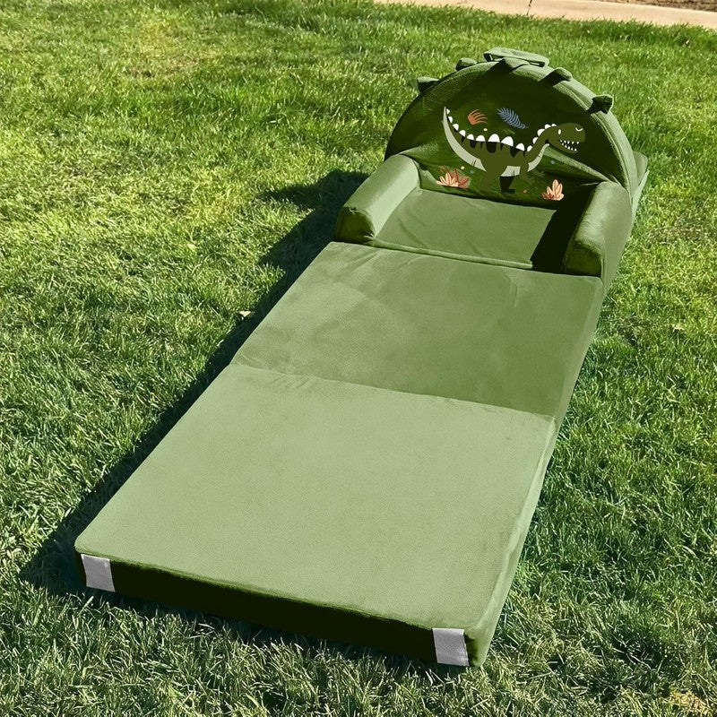 Dinosaur Kids Foldable Sofa Bed w/ Washable Cover, Crystal Velvet Toddler Chair8