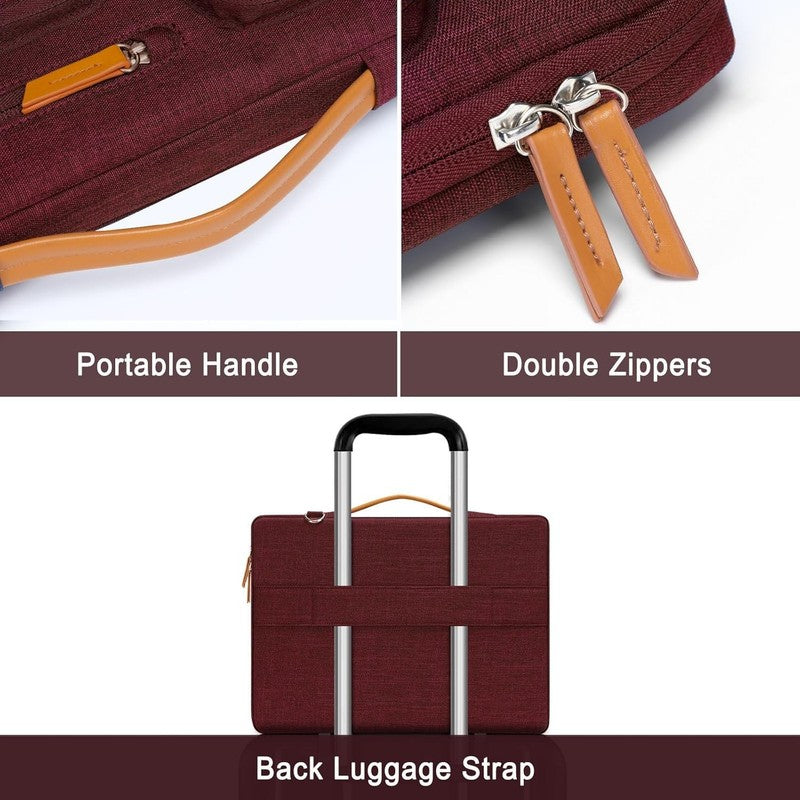 15.6 Inch Laptop Shoulder Bag 360 Protective Messenger 4 Zipper Pockets5