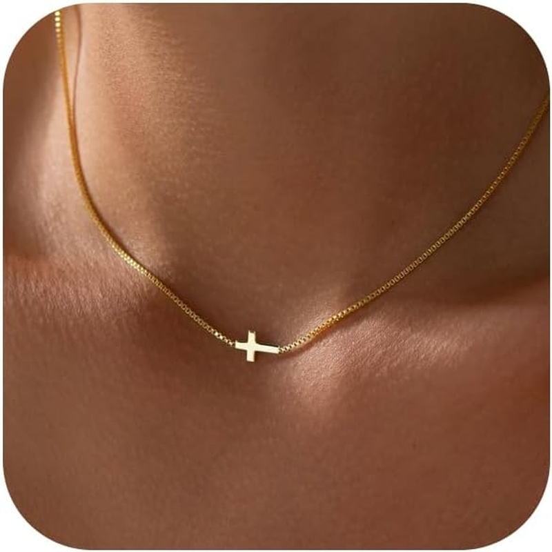14K Gold/Silver Plated Dainty Cross Necklace for Women Religious Gift Jewelry8