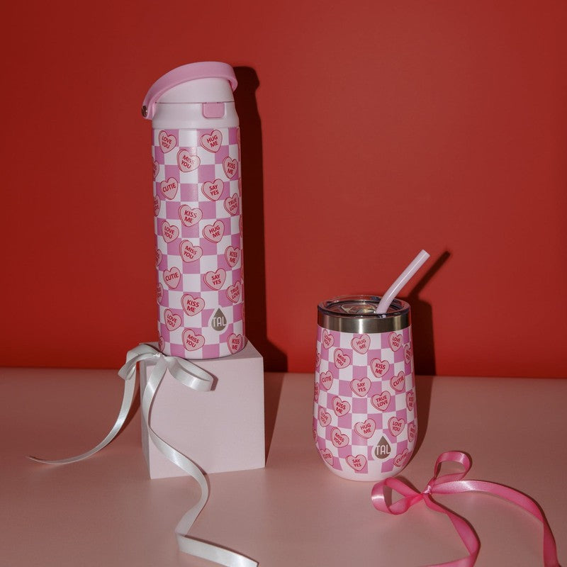 24oz Stainless Steel 2-in-1 Water Bottle Straw and Chug Lid Candy Hearts6