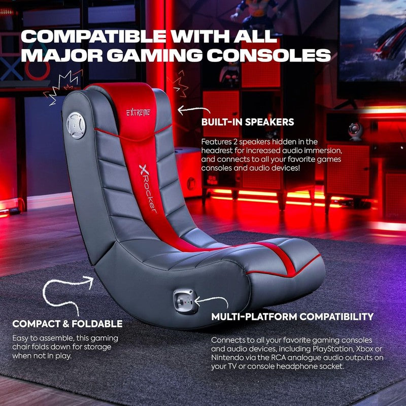 Gaming Rocker Chair w/ Speakers, Foldable Floor Seat for Teens & Kids4