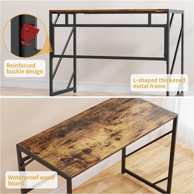 39.4" Folding Desk Writing Computer Desk Home Office Foldable Table4