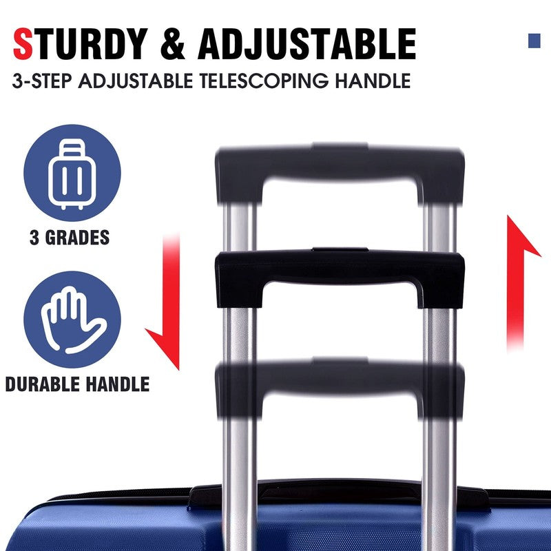 24" Carry On Luggage 65L Suitcase Wheels TSA Lock ABS+PC Lightweight Blue1