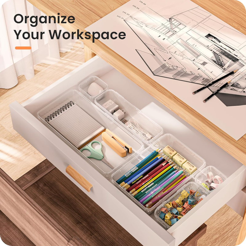 Drawer Organizer Makeup Storage 5 Size Holds 177 Items Clear2