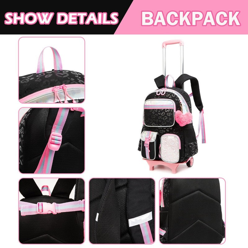 Rolling Backpack for Girls with Wheels,Wheeled School Bags for Elementary Studen2