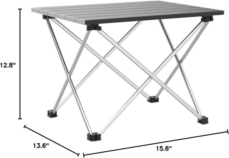 Portable Camping Table with Aluminum Table Top, Folding Beach Table Easy to Carr1