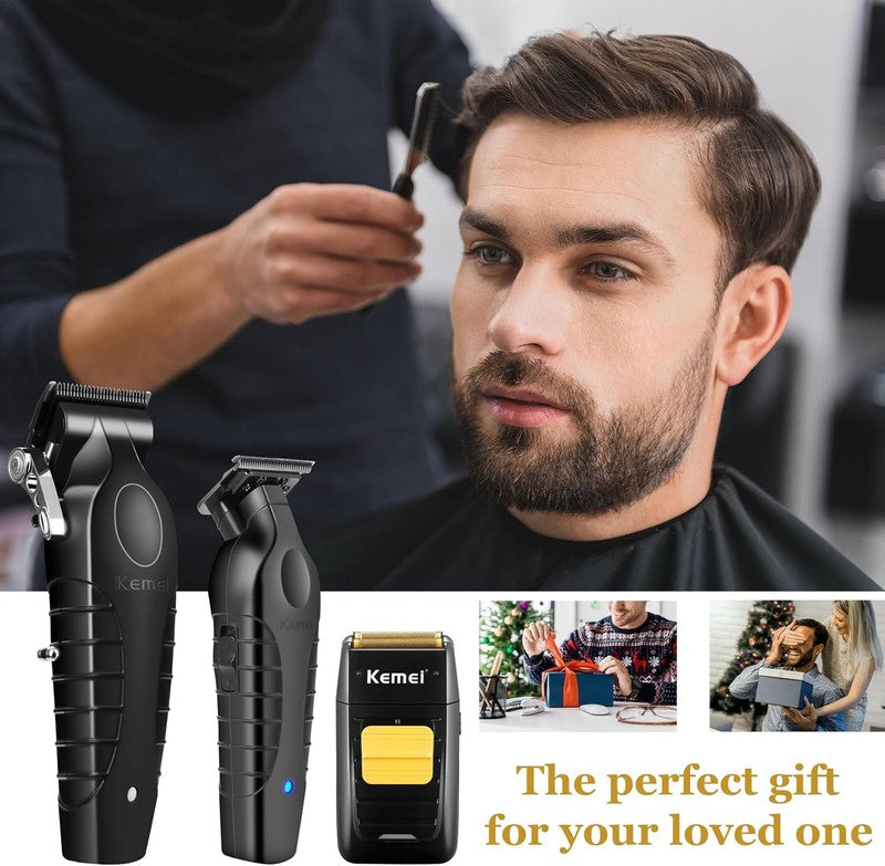 Professional Hair Clipper Trimmer Set Cordless Barber Kit Foil Shaver6