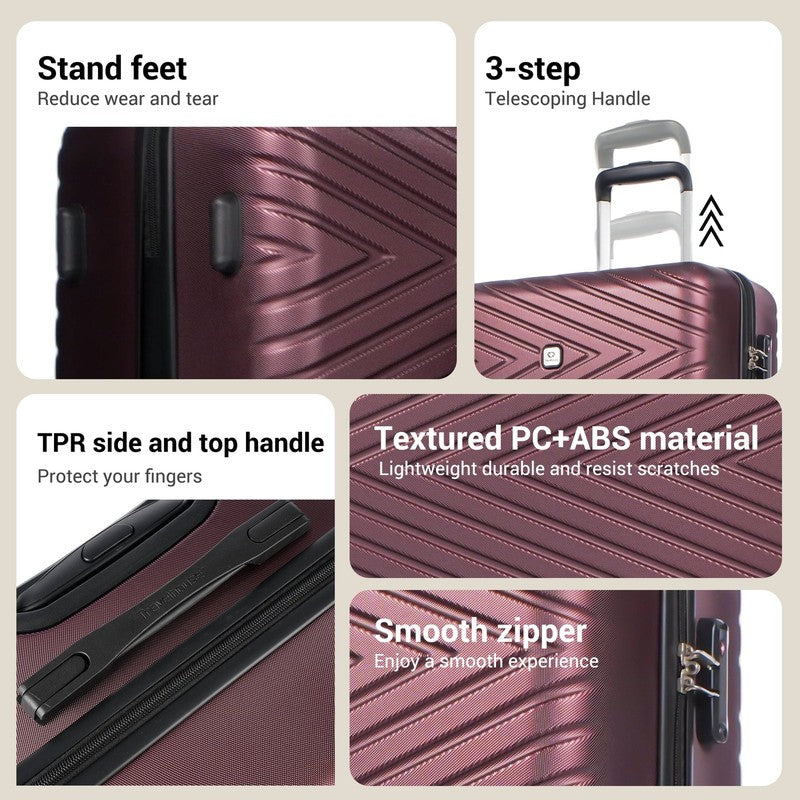 4 Piece Hardshell Luggage Set Hardside Lightweight Suitcase with TSA Lock Spinne1