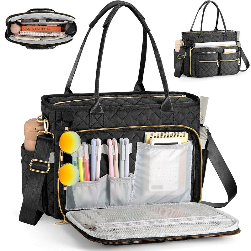 Large Capacity Womens Work Bag Multi-Functional Teacher Tote Bag with Laptop Com3