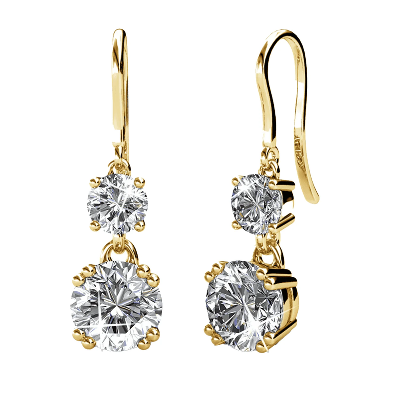 Kadence Dangle Earrings 18K Yellow Gold Plated w/ Crystals Gift for Women10