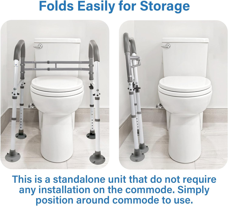 Medical Deluxe Adjustable and Foldable Toilet Safety Frame, Bathroom Handrail As4