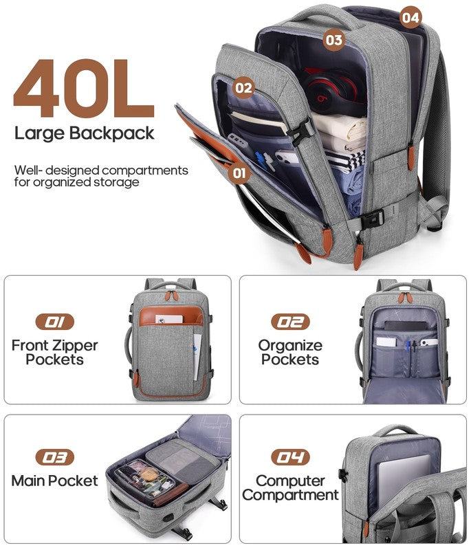 Travel Backpack for Men & Women Carry on Backpack Flight Approved 40L Waterproof4