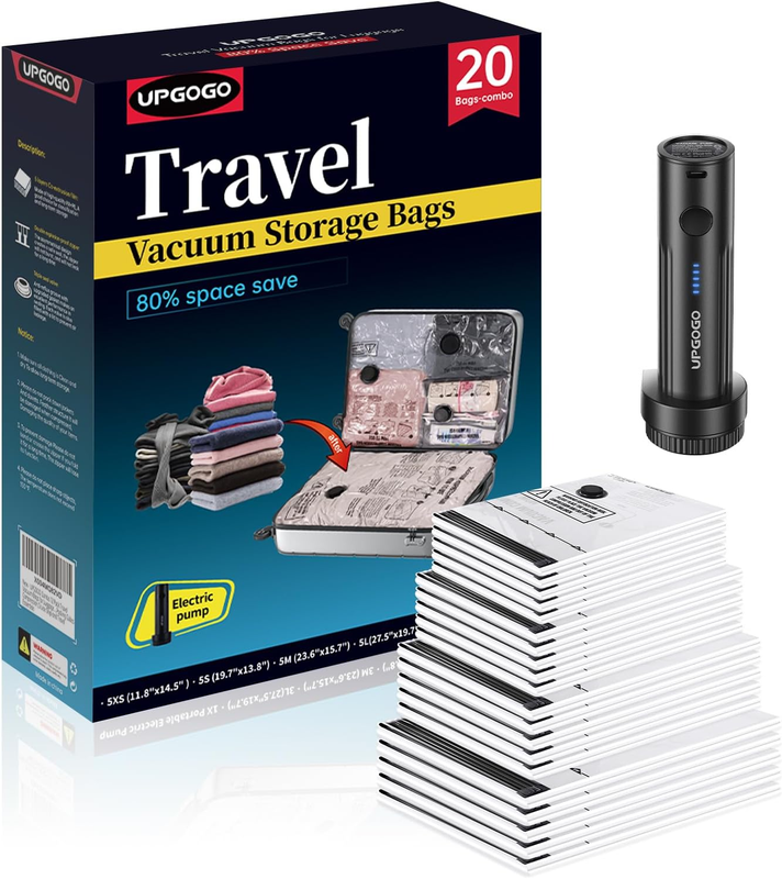 Travel Vacuum Storage Bags Electric Pump 20 Pack Compression Luggage10