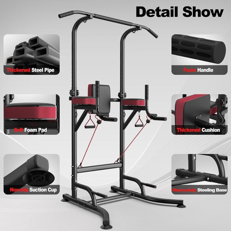 Pull Up Bar Free Standing Power Tower, 450LBS Dip Station for Home Gym3