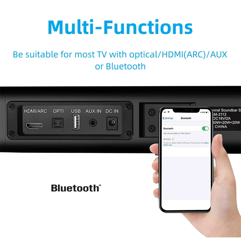 120W Bluetooth 5.0 TV Sound Bar 3D Surround Home Theater Split Soundbar7