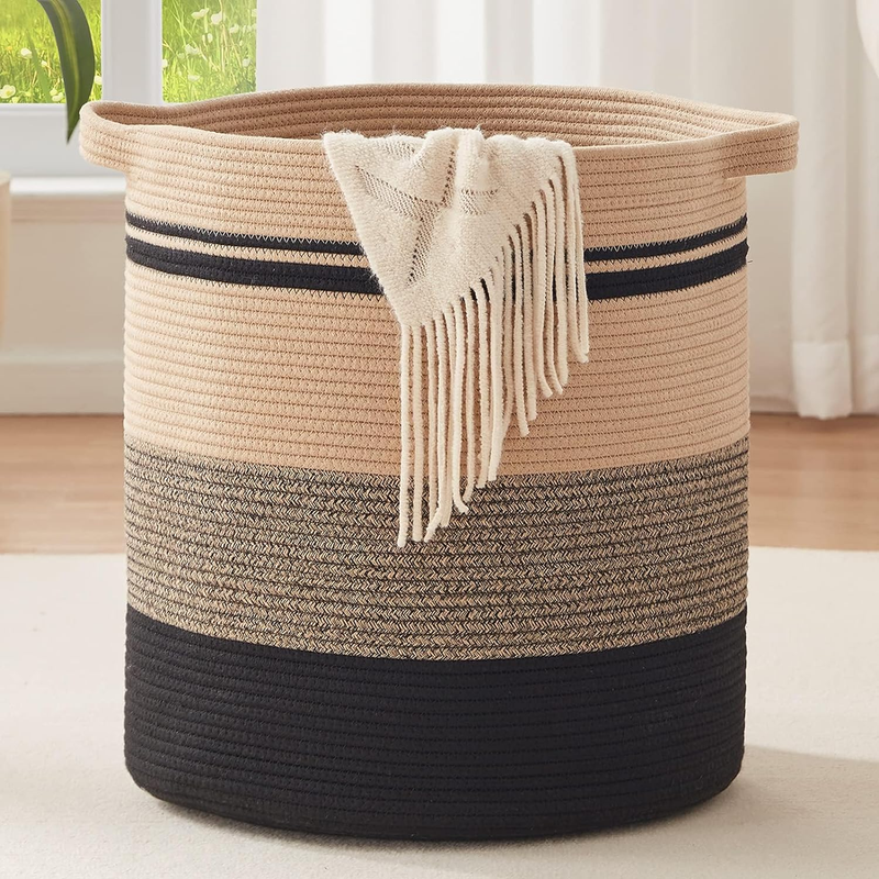 80L Laundry Hamper with Handles, Woven Storage Basket for Clothes, Toys8