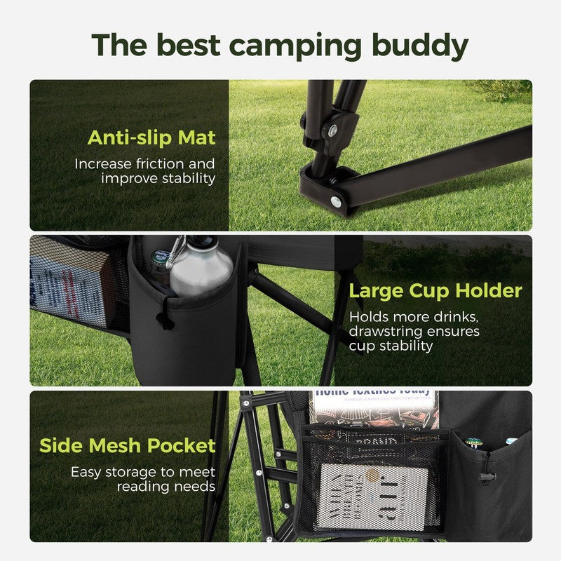 2-Pack Oversized Camping Chair Heavy Duty High Back Camping Chairs 500Lbs Capaci3