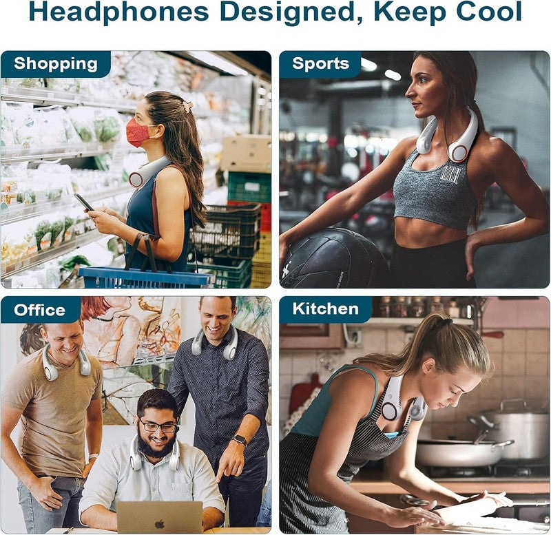 Portable Neck Fan - Rechargeable Bladeless Hands-Free Cooling for All (White)8