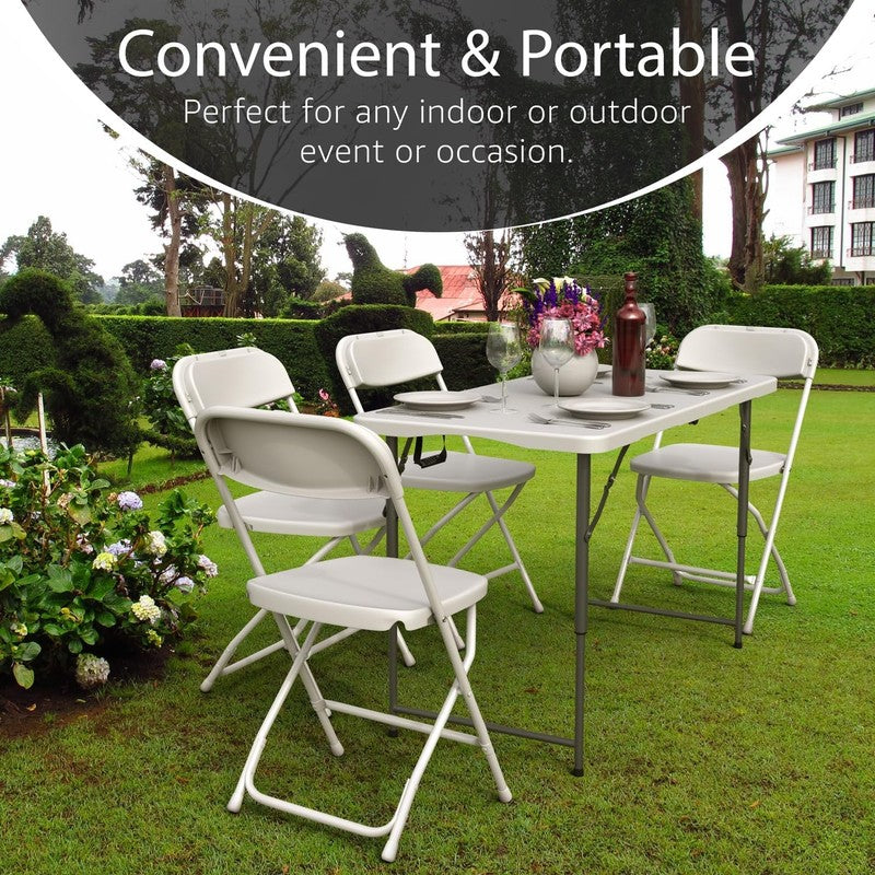 4FT Foldable Table Adjustable Height Steel Legs Heavy Duty Portable1