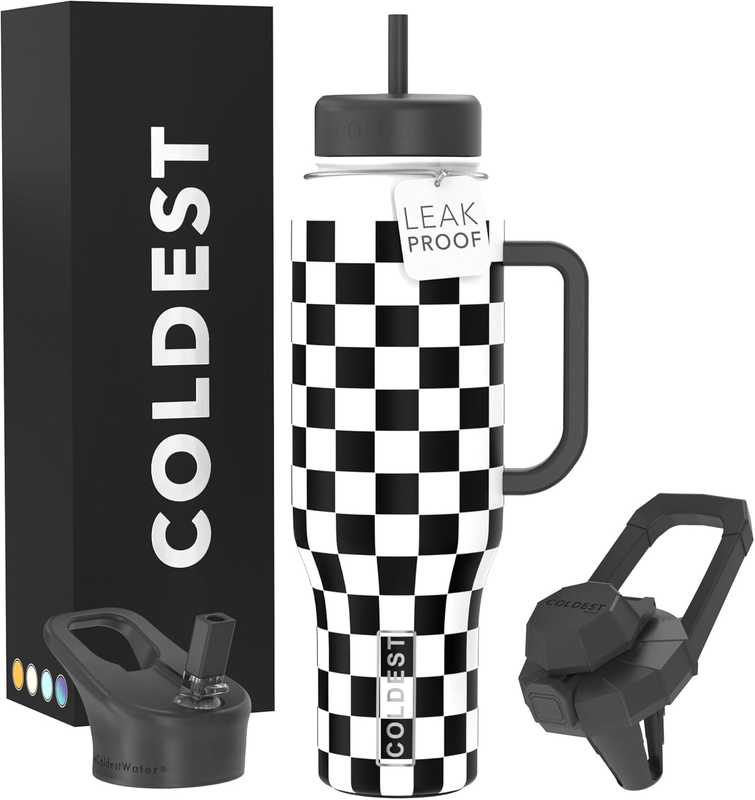 Coldest 46oz Insulated Tumbler with Handle Straw Leak Proof Stainless Steel Cup0