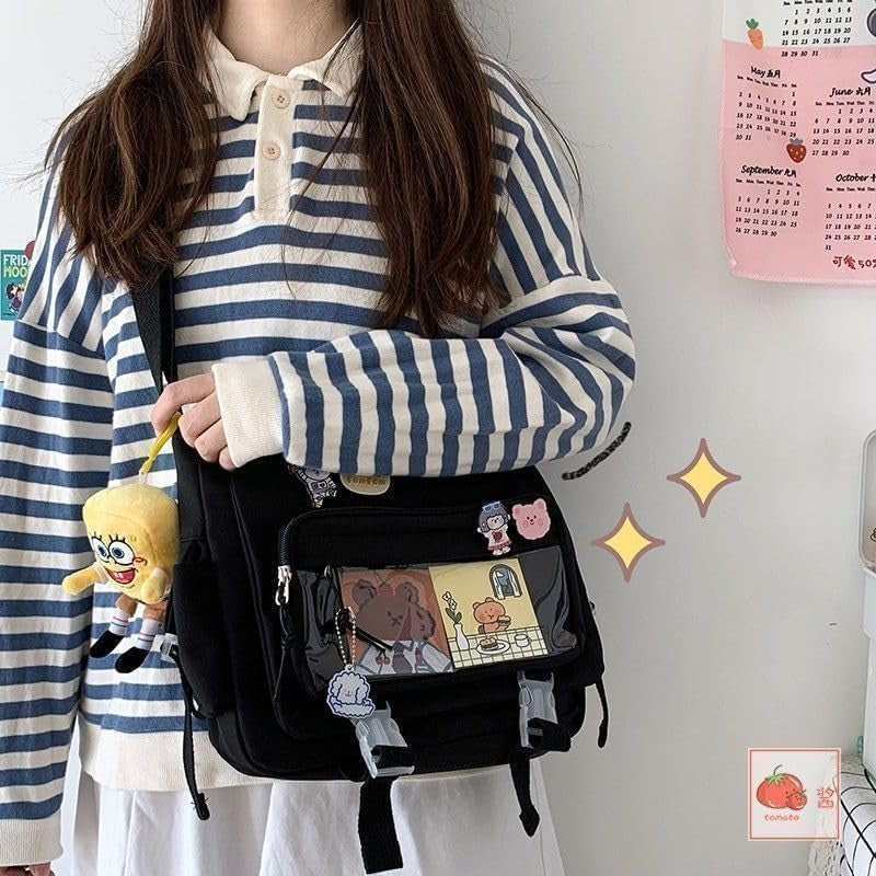Kawaii Ita Crossbody Bag Women Pin Plush Bear Japanese Y2K Shoulder Purse1